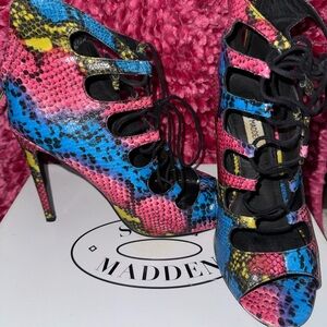 Steve Madden Vibrant Multicolor Lace-Up Booties